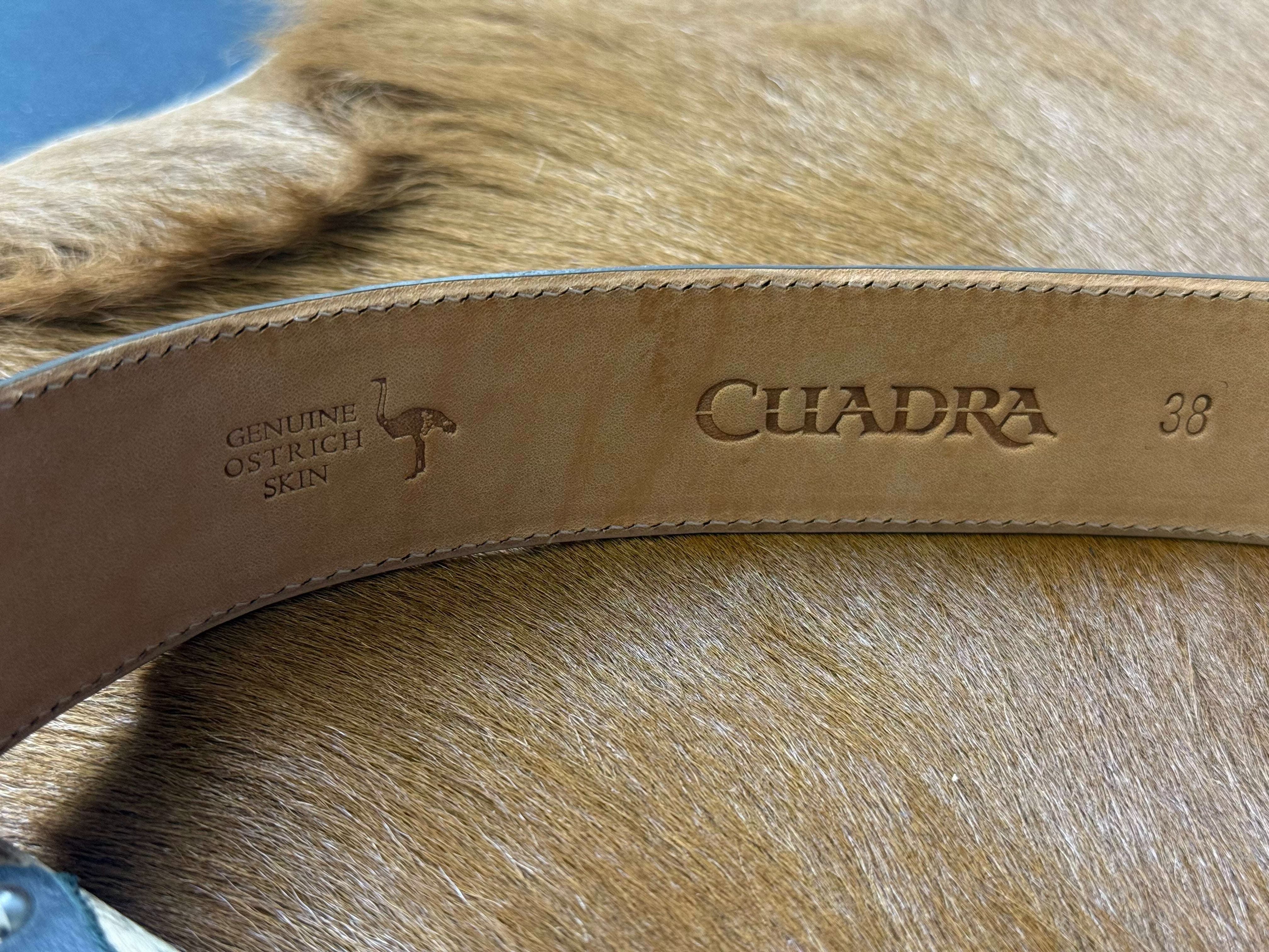 EXOTIC CUADRA OSTRICH TAN/GREY BELT ROUND BUCKLE Laherradurawwnc.com