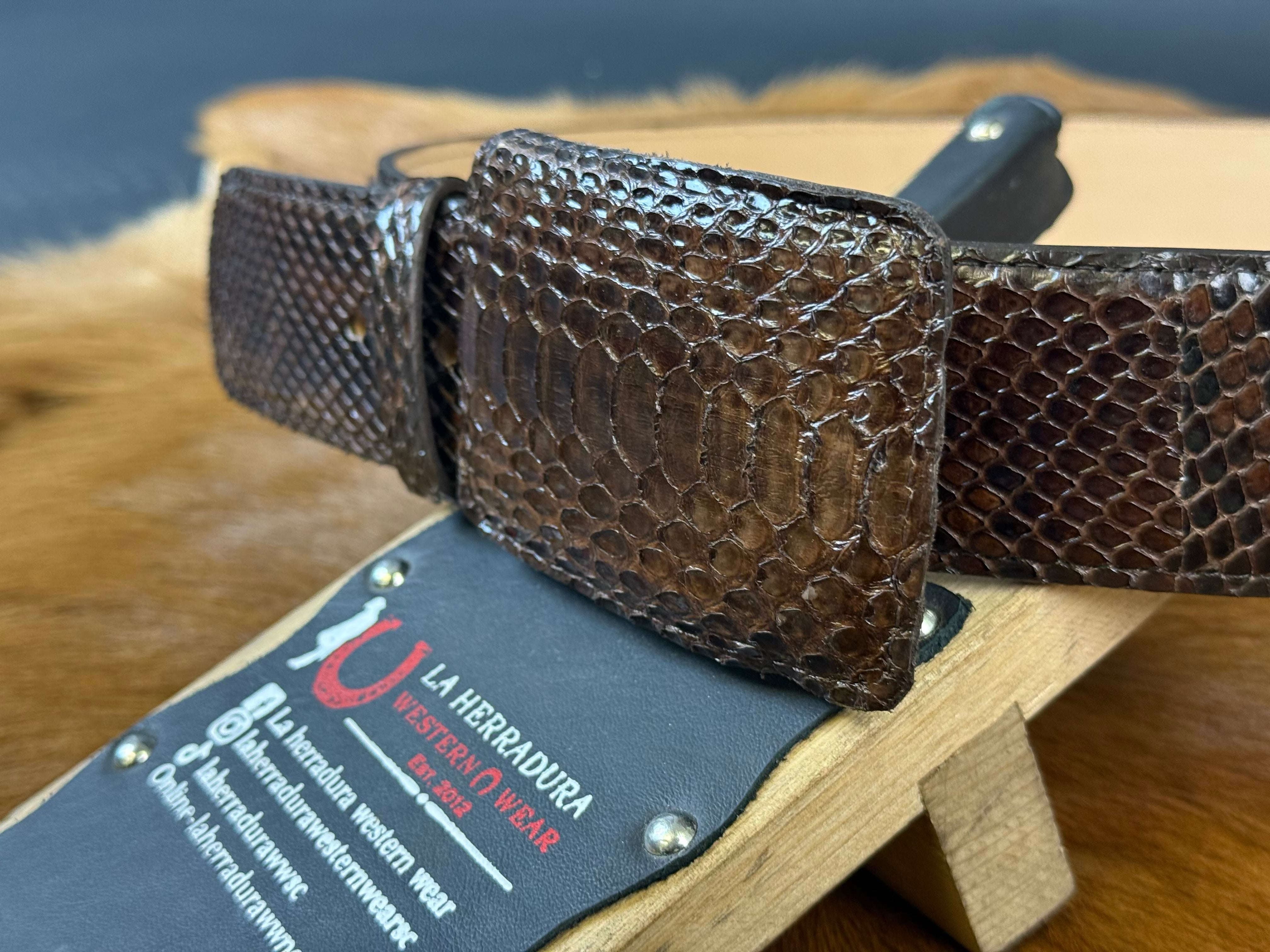 EXOTIC PYTHON CHOCOLATE BROWN BELT Laherradurawwnc.com