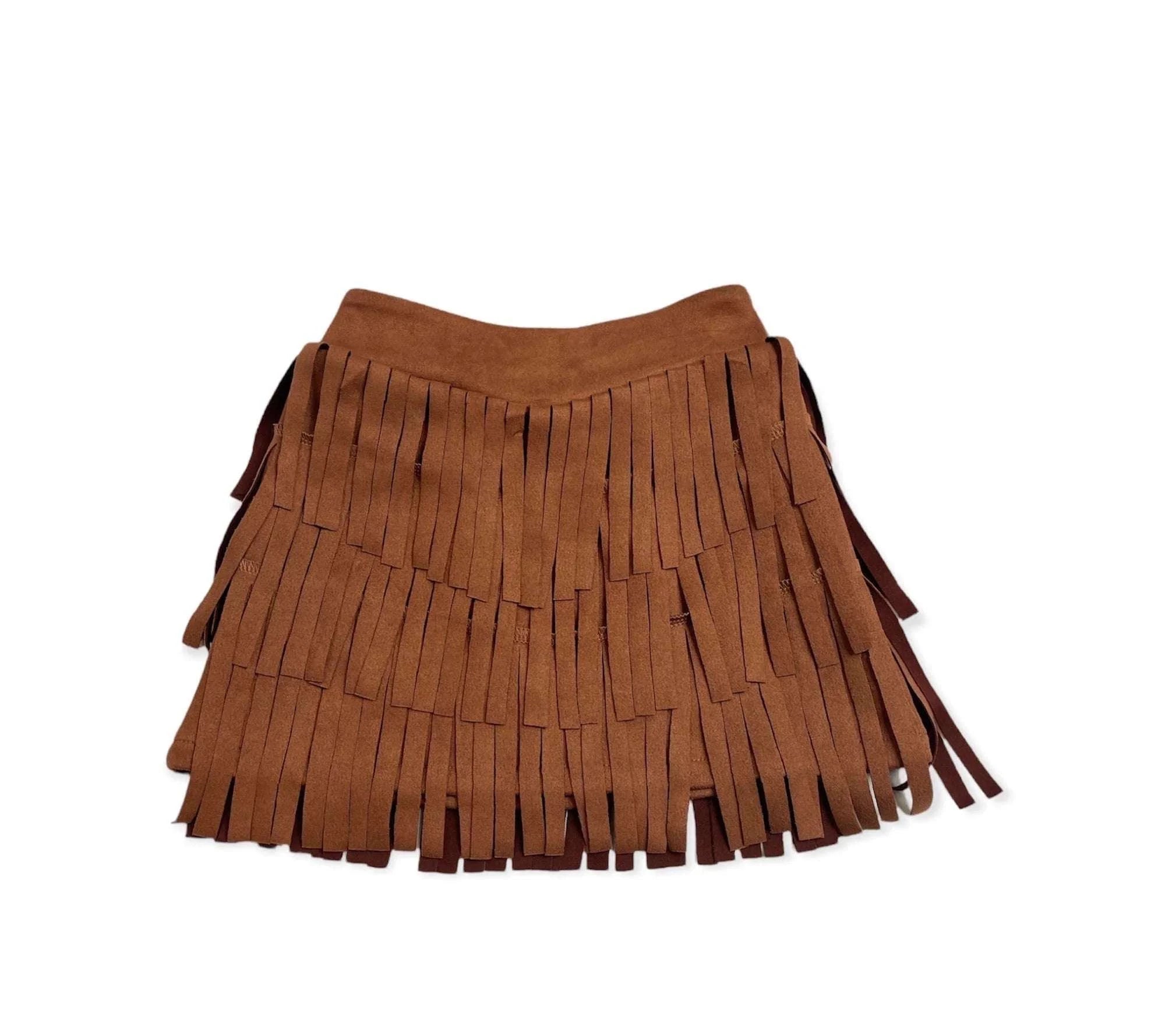 SHEA BABY BROWN FRINGE SUEDE SKIRT SBSS01 Laherradurawwnc.com