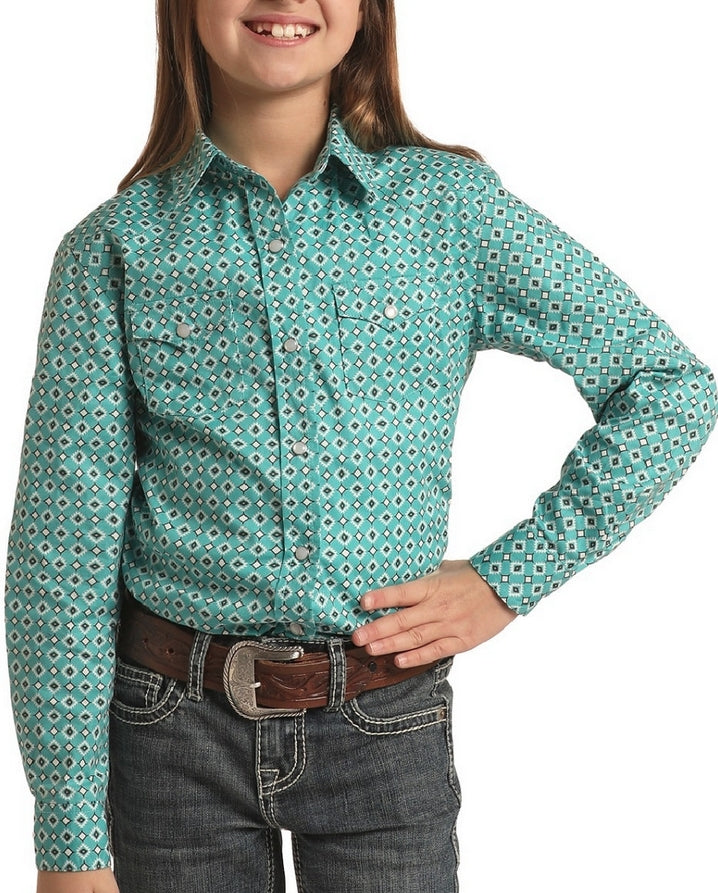 PANHANDLE SHIRT LONG SLEEVE GIRL’S TURQUOISE RSGSOSRYT4