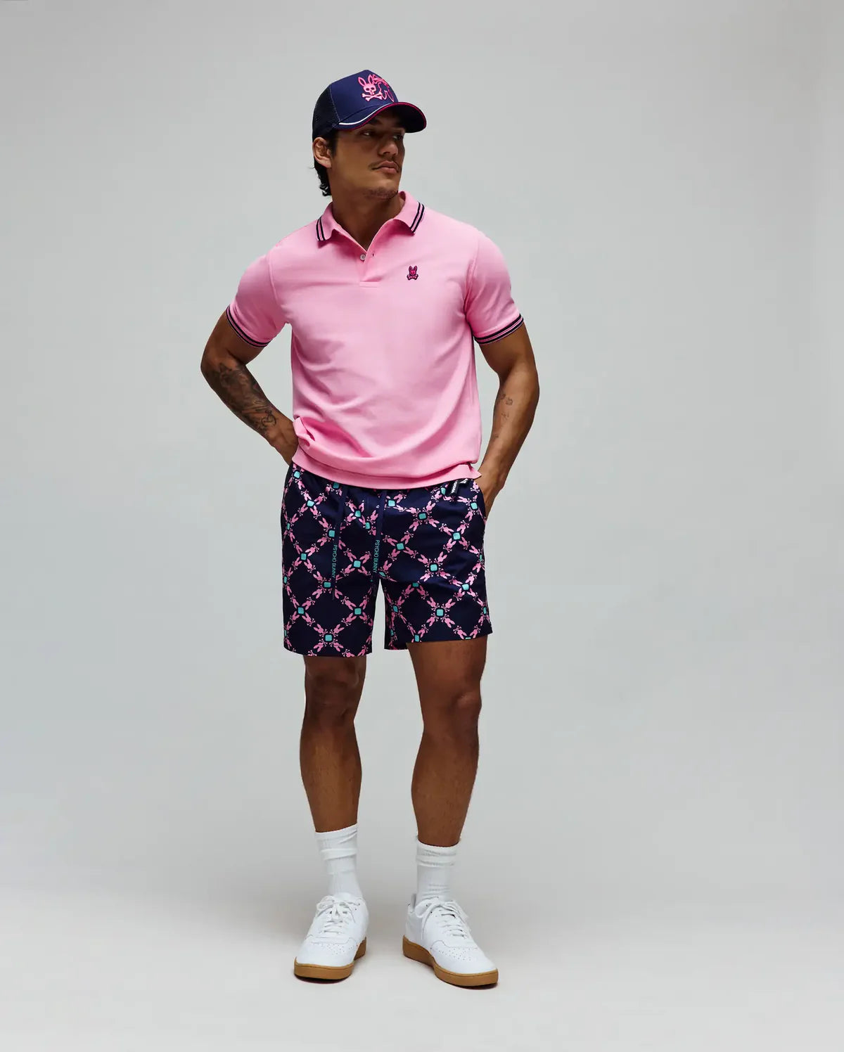 PSYCHO BUNNY CLARK PINK POLO - MT0100127