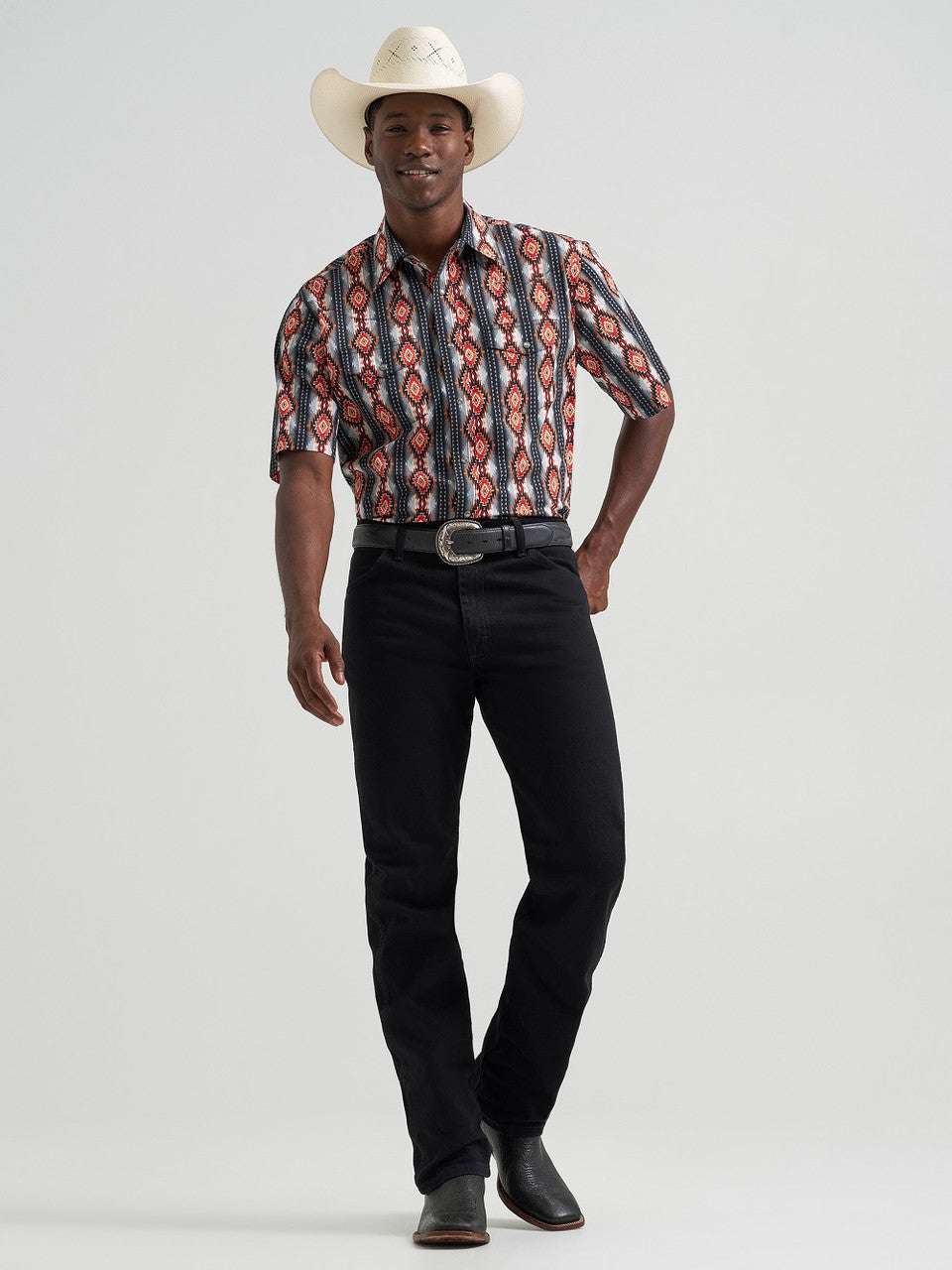 WRANGLER MEN CHECOTAH BLACK LONG SLEEVE SHIRT 112379164 Laherradurawwnc.com