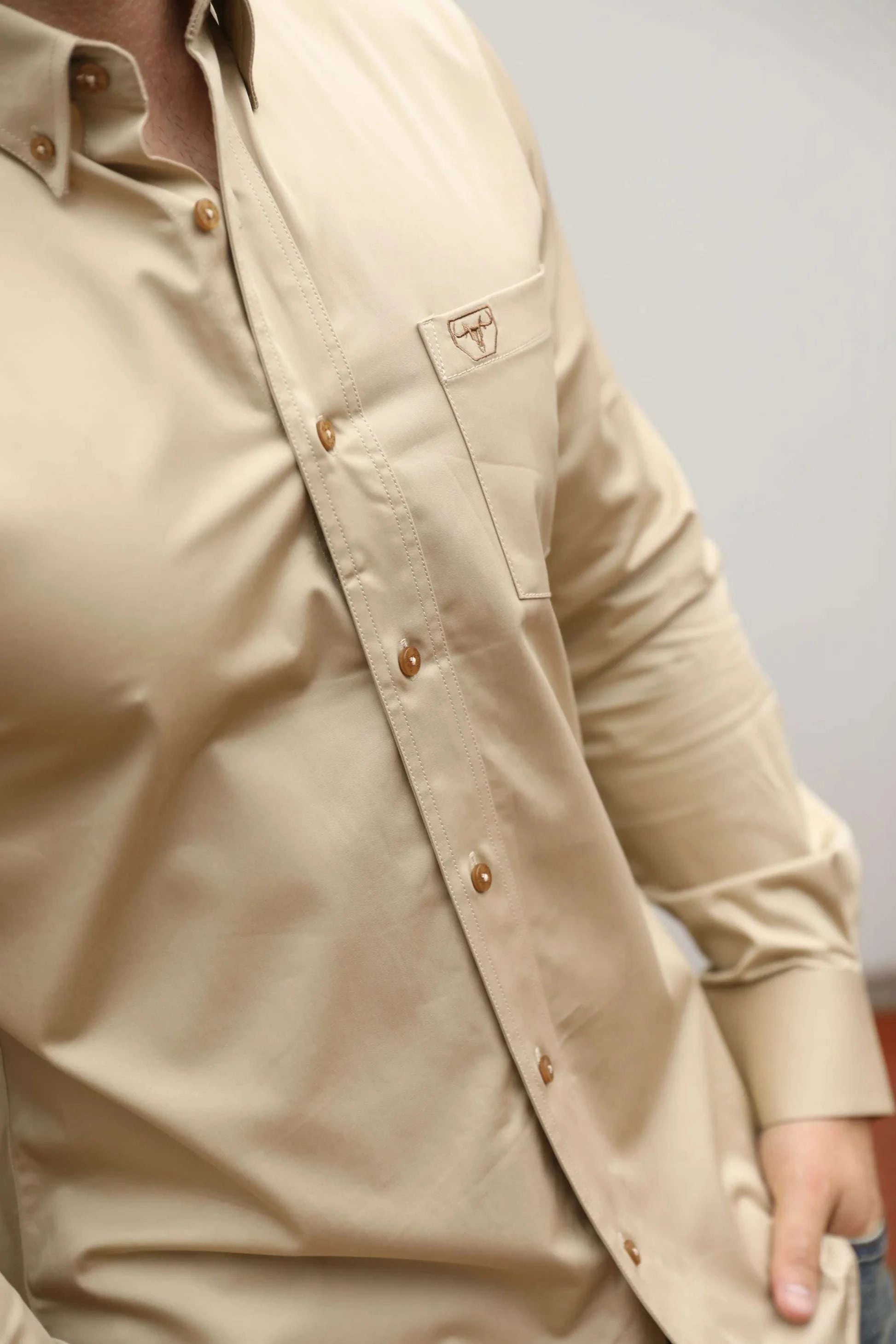 PLATINI MEN’S SHIRT MODERN FIT STRETCH BEIGE CTL9261 Laherradurawwnc.com