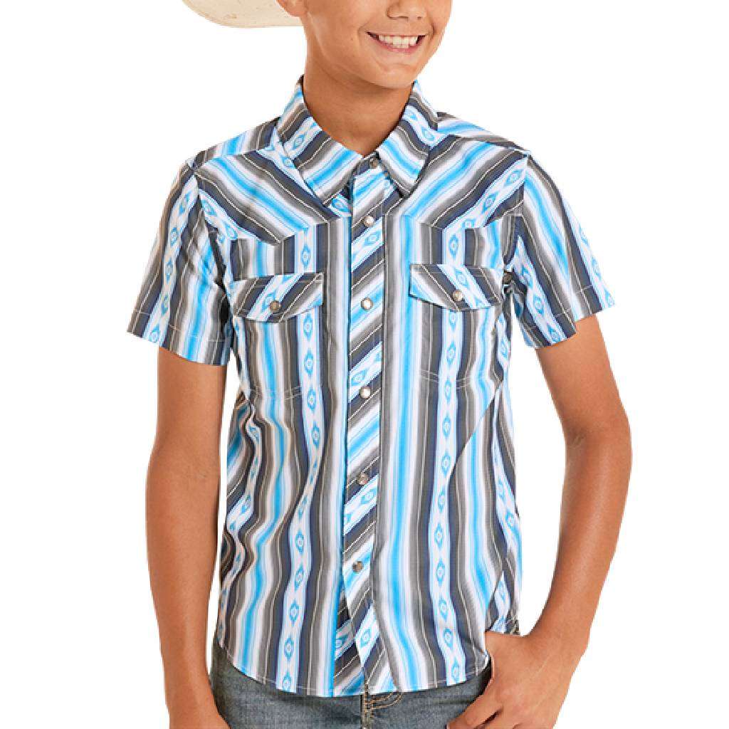 ROCK&ROLL KIDS - BOYS WHITE TEK RIPSTOP STRIPES PRINT - BBN3S08685 Laherradurawwnc.com