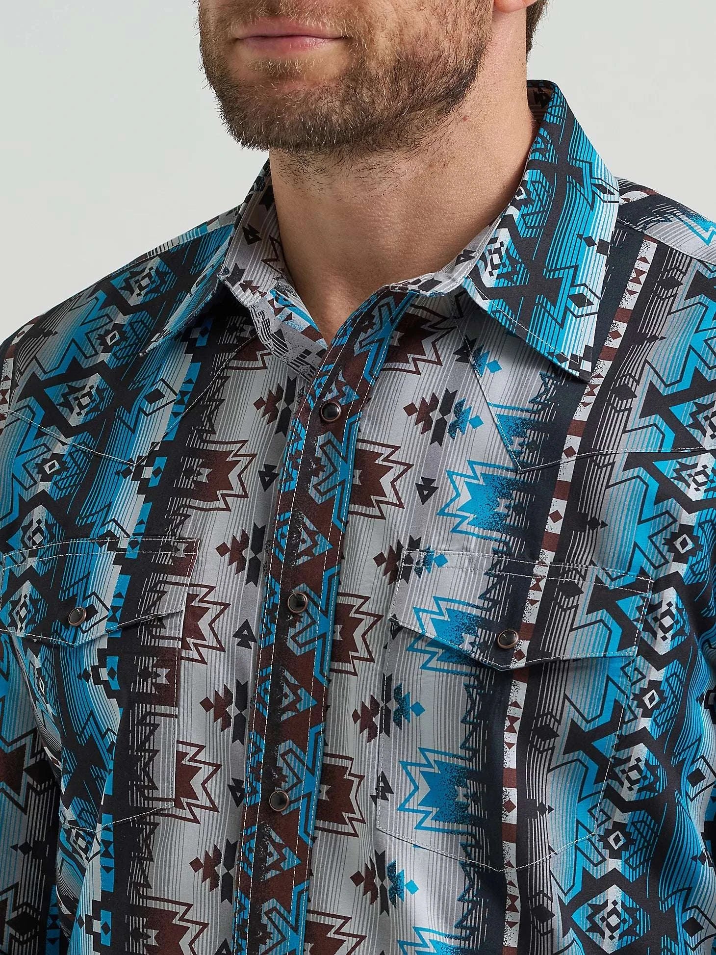 WRANGLER CHECOTAH MENS BLUE SHIRT CLASSIC FIT - 112369468 Laherradurawwnc.com