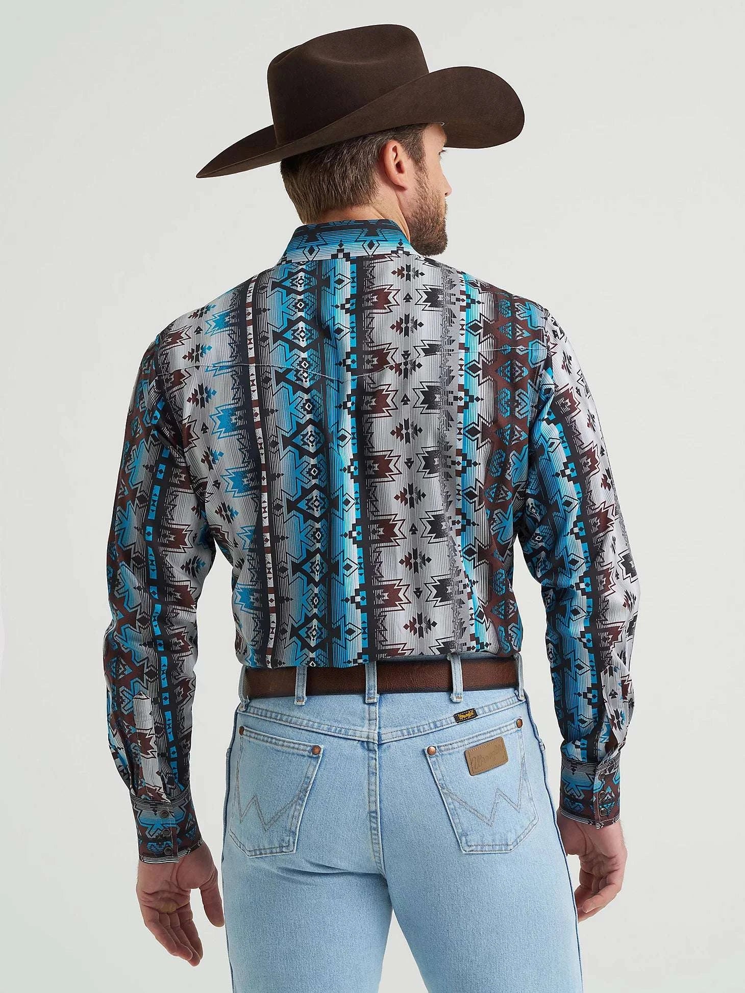 WRANGLER CHECOTAH MENS BLUE SHIRT CLASSIC FIT - 112369468 Laherradurawwnc.com