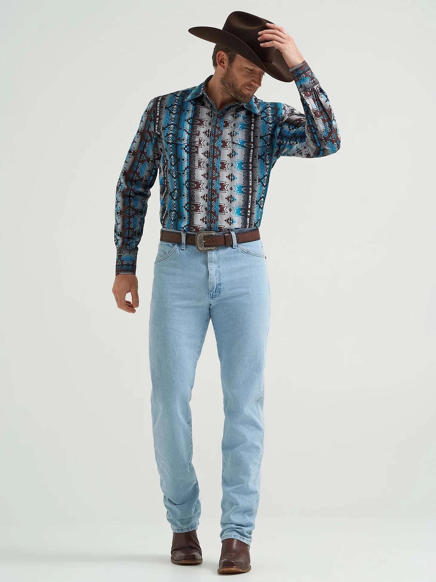 WRANGLER CHECOTAH MENS BLUE SHIRT CLASSIC FIT - 112369468 Laherradurawwnc.com
