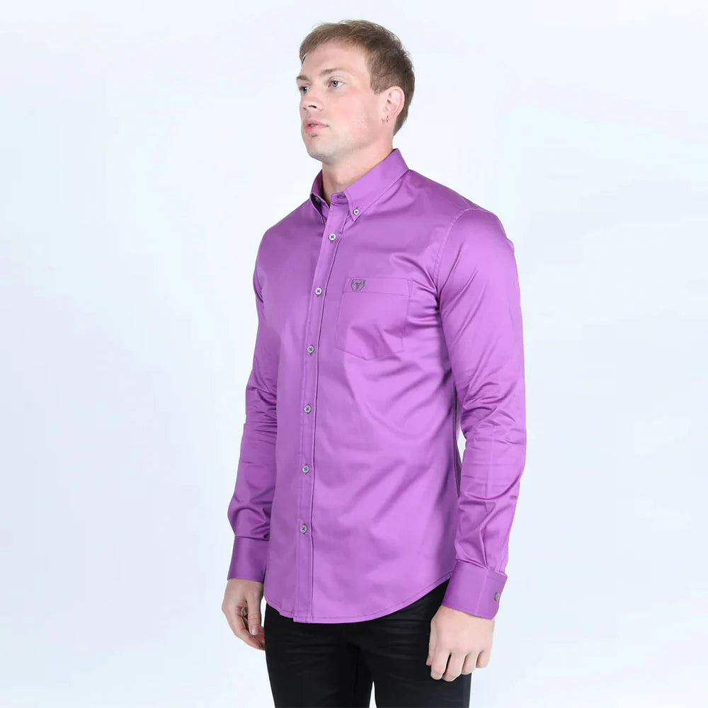 MENS SINGLE POCKET LOGO MODERN FIT STRETCH DRESS SHIRT CTL9827