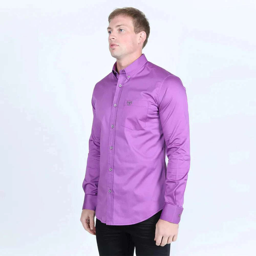 MENS SINGLE POCKET LOGO MODERN FIT STRETCH DRESS SHIRT CTL9827 Laherradurawwnc.com