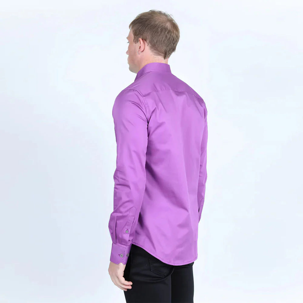 MENS SINGLE POCKET LOGO MODERN FIT STRETCH DRESS SHIRT CTL9827