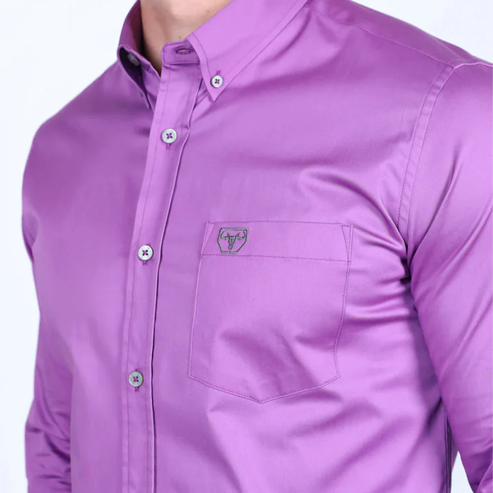 MENS SINGLE POCKET LOGO MODERN FIT STRETCH DRESS SHIRT CTL9827