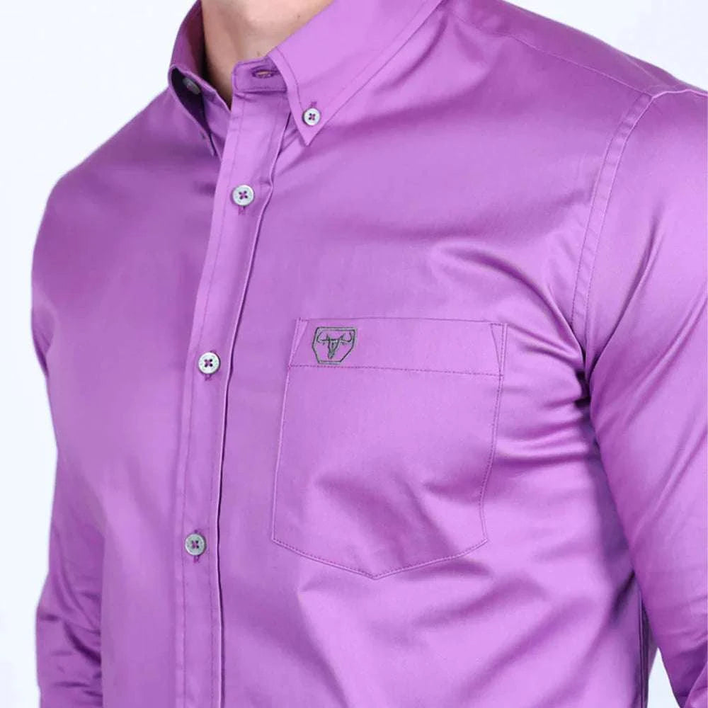 MENS SINGLE POCKET LOGO MODERN FIT STRETCH DRESS SHIRT CTL9827 Laherradurawwnc.com