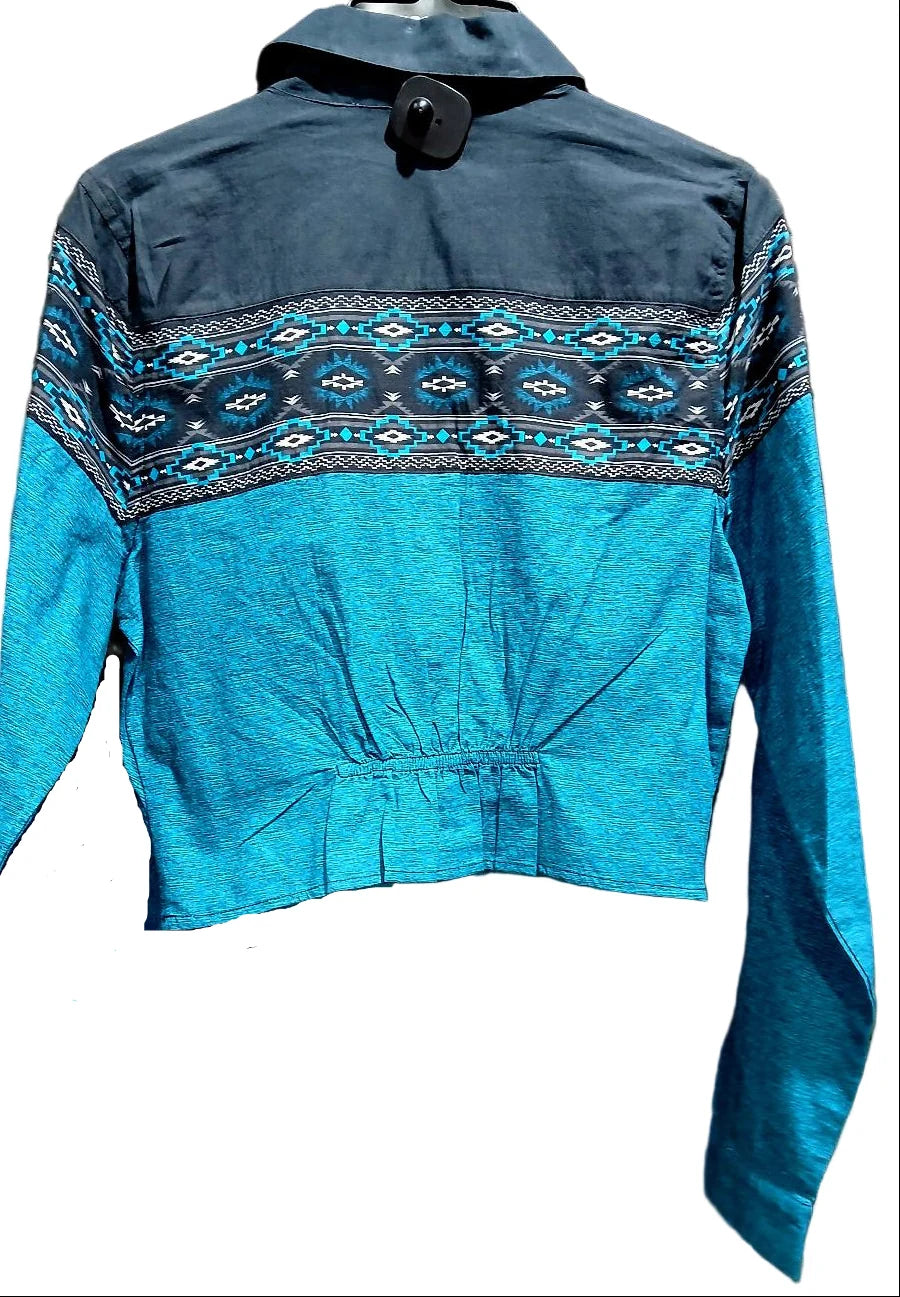 ROCK&ROLL WOMEN RETRO AZTEC BORDER SHIRT PEACOCK-BWN2S07778