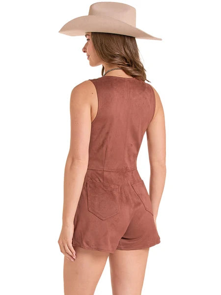 ROCK & ROLL WOMENS MICROSUEDE ARROW ROMPER BRASS BWR2J09349