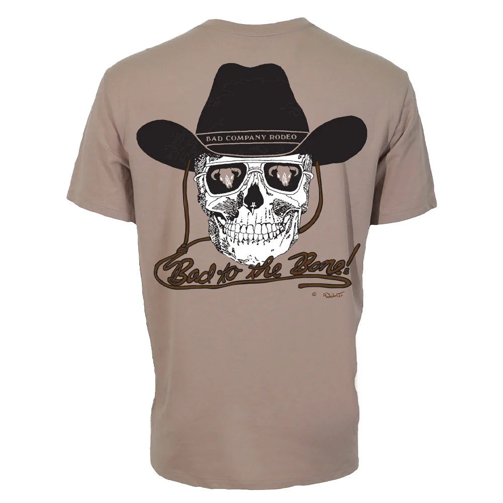 HOOEY MENS TAN TSHIRT W/ BLACK & WHITE SKULL LOGO ON BACK -BCT2603TN