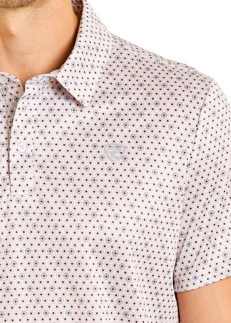 ROCK&ROLL MENS GEO ALLOVER PRINTED POLO SHORT WHITE BM51T08332