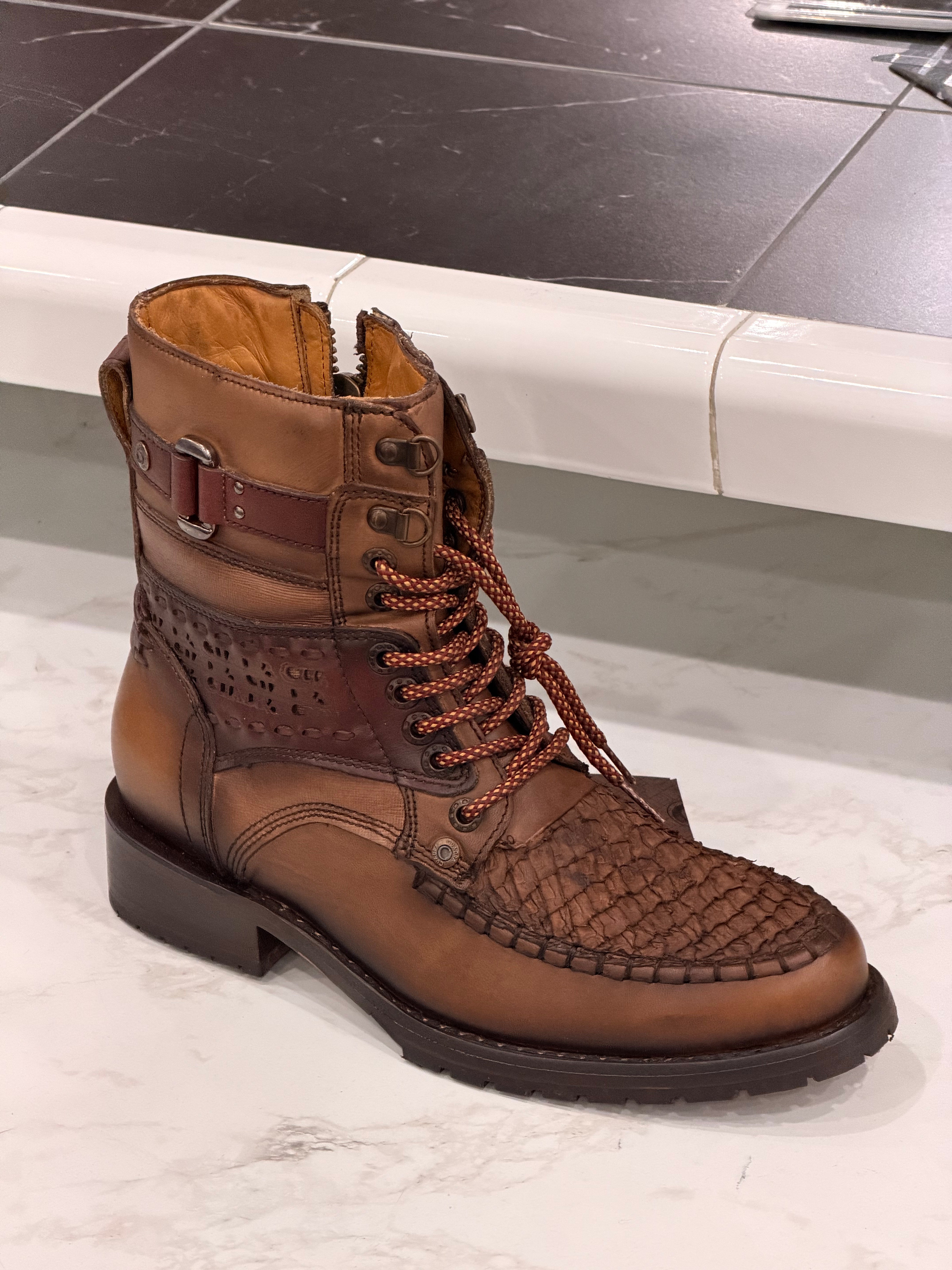 CUADRA BOOTS MEN PEZ COFFEE BROWN ROUND TOE CU605