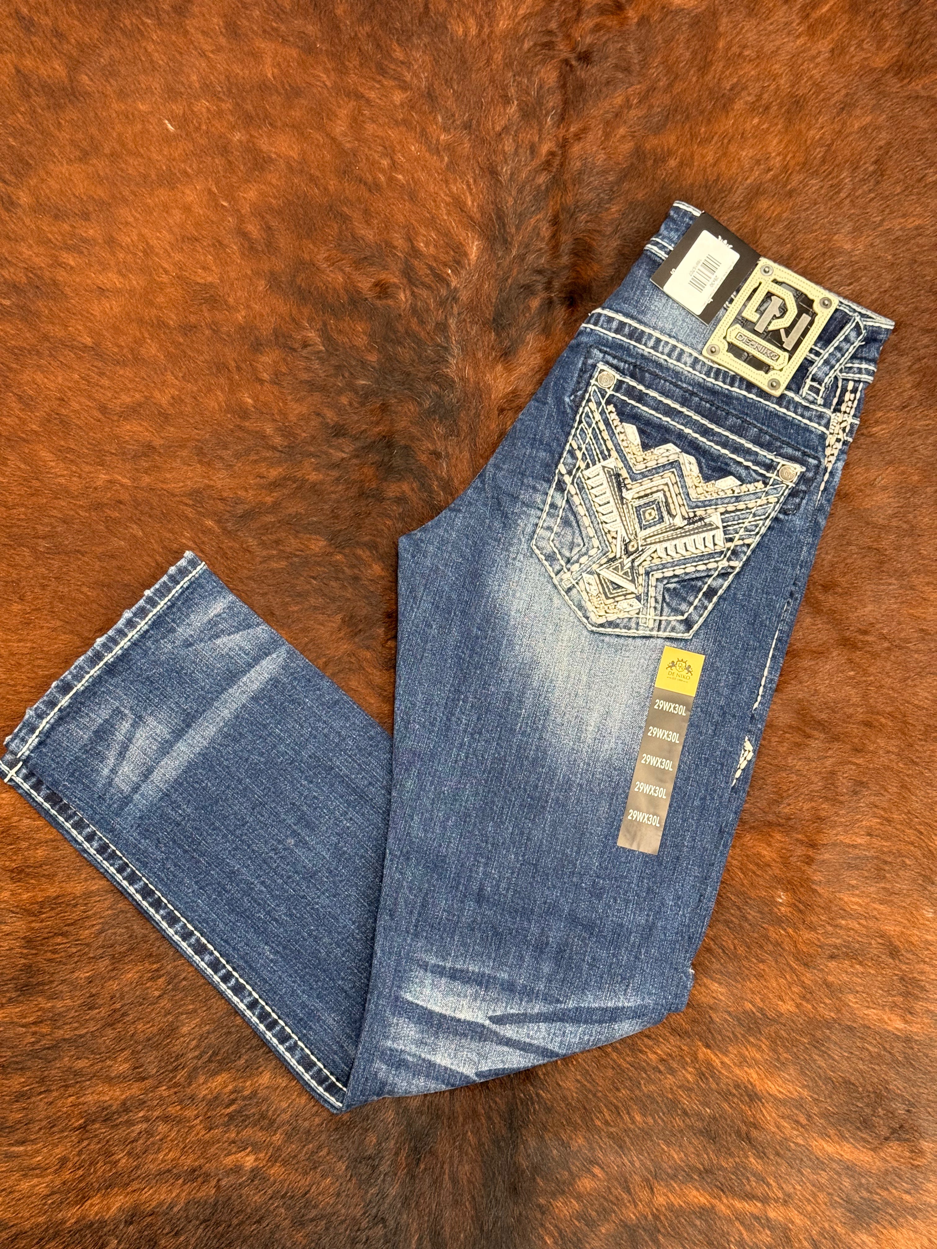 DE NIKO MENS JEAN SLIM STRAIGHT DARK BLUE WASH DN-016DK