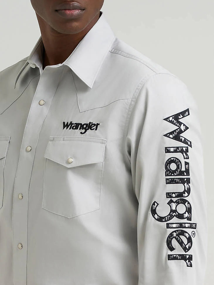 CAMISA WRANGLER CORTE CLÁSICO GRIS MANGA LARGA 112385928