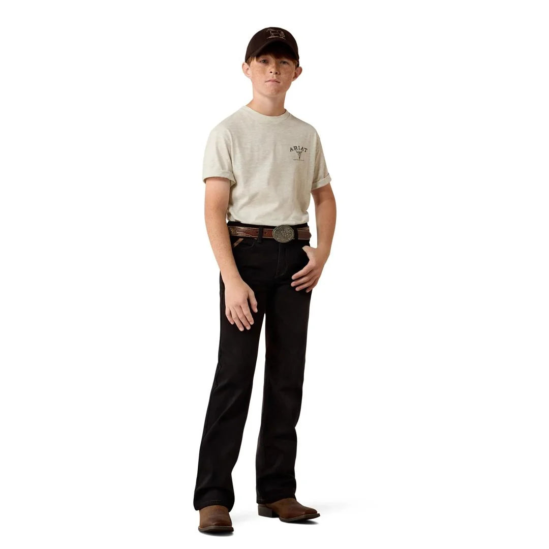 ARIAT YOUTH BOY’S B4 RELAXED HANSEN BLACK BOOT CUT JEANS 10082243