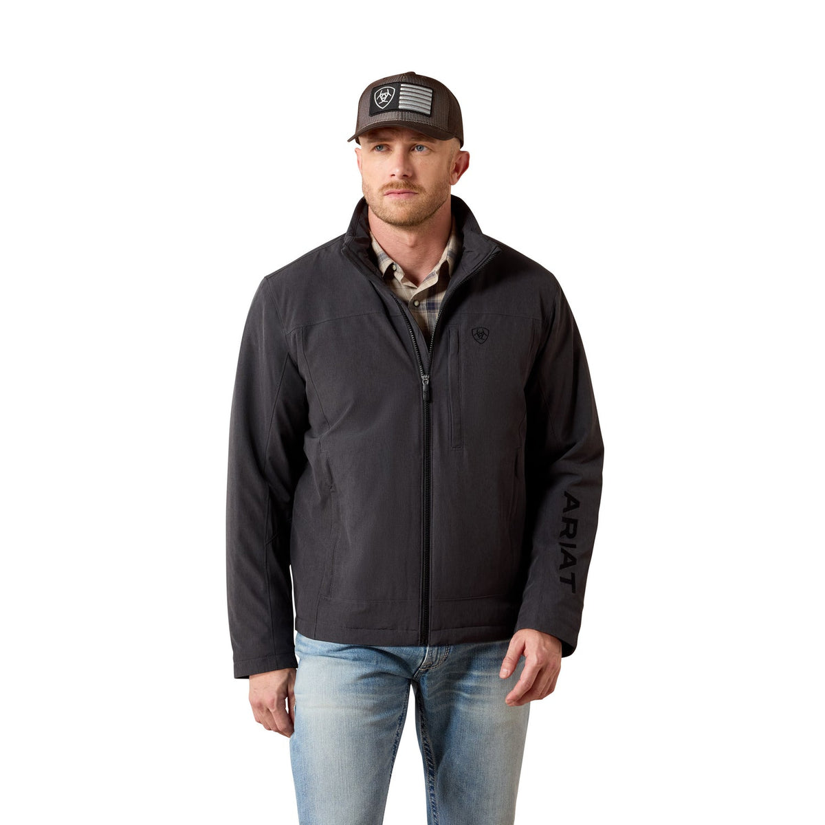 ARIAT JACKET LOGO PIONNER STRETCHSHELL CHARCOAL HEATHER 10079638