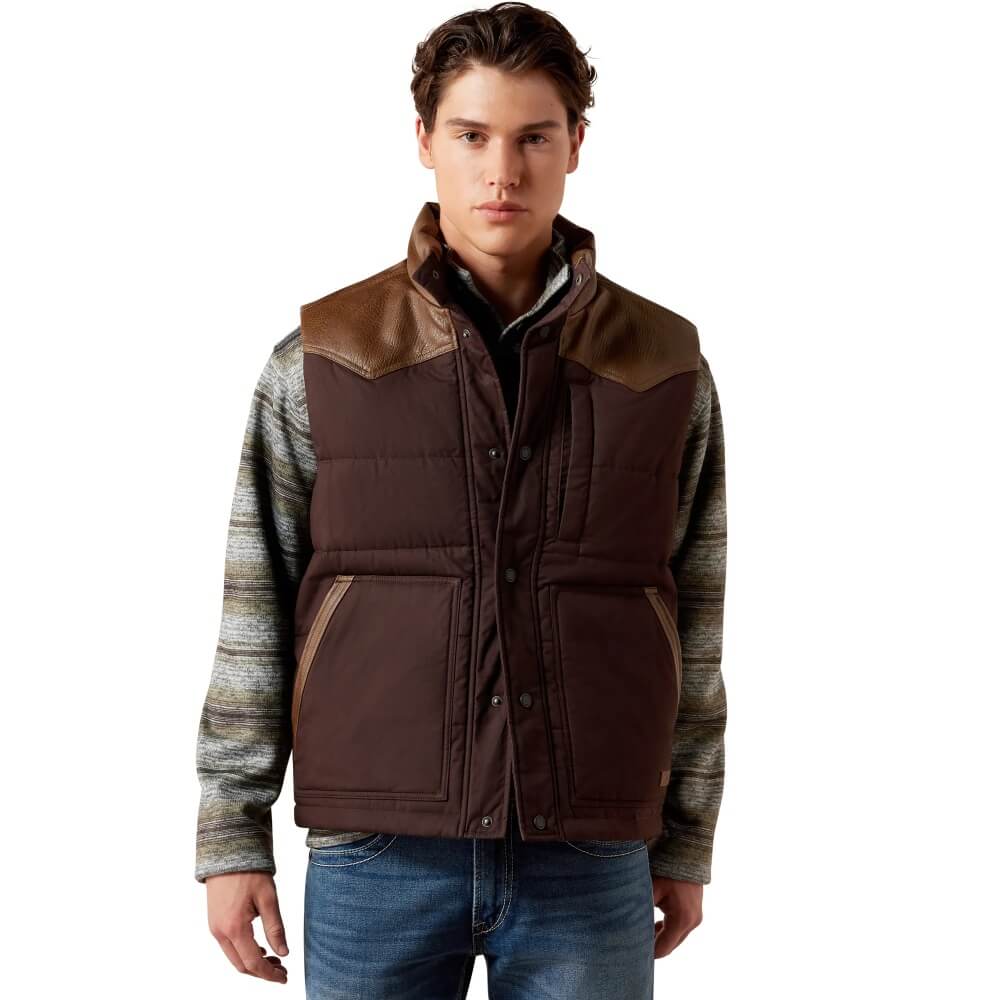 ARIAT MEN’S MOLE BROWN WESTERN QUILTED CONCEALED CARRY VEST 10079280
