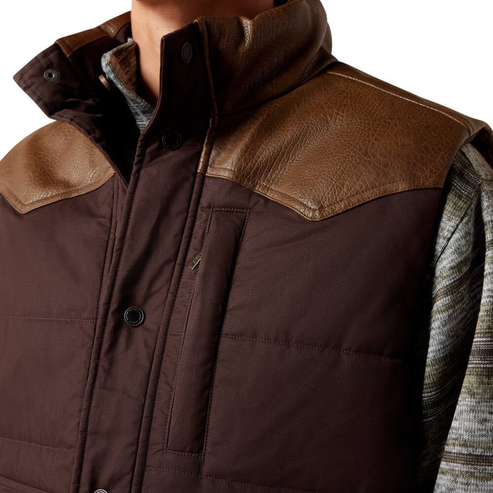 ARIAT MEN’S MOLE BROWN WESTERN QUILTED CONCEALED CARRY VEST 10079280