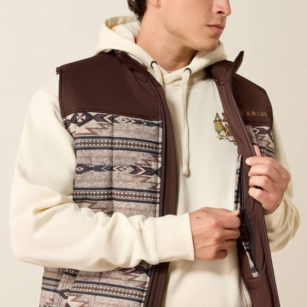 ARIAT MEN’S CRIUS INSULATE VEST TONAL SOUTHWEST/SILVER MINK HE 10079386
