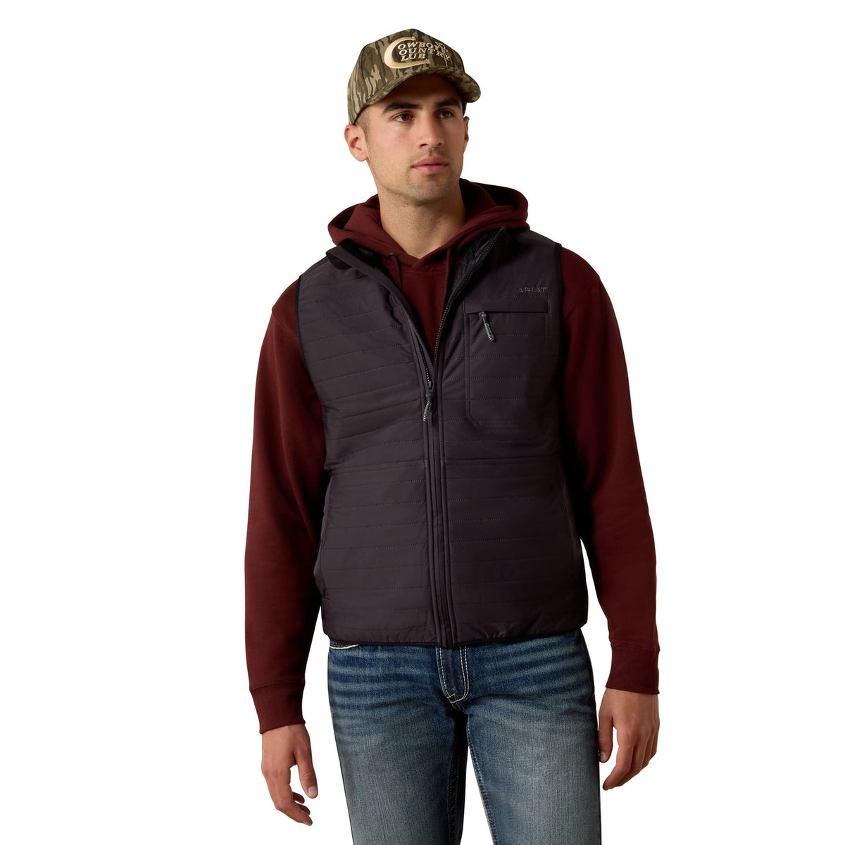 ARIAT MEN’S WYLIE OBSIDIAN BLACK FULL ZIP VEST 10079256