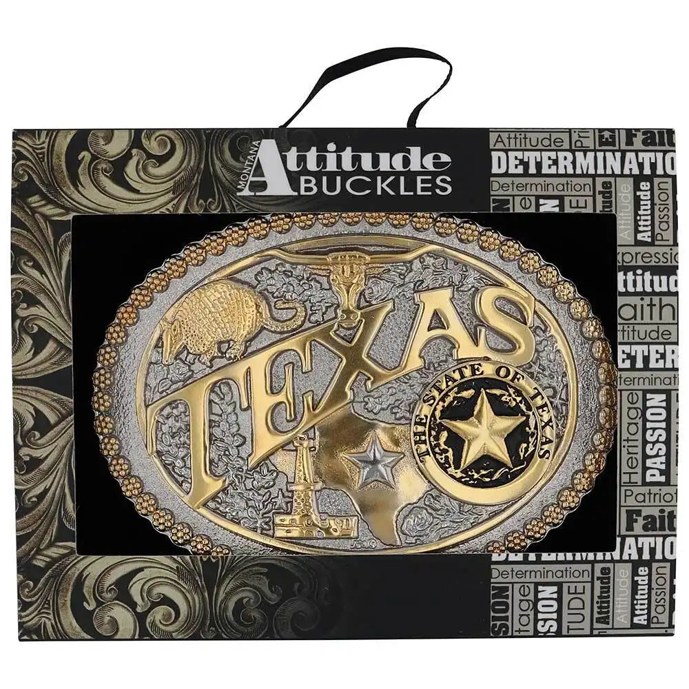 MONTANA SILVERSMITH OVAL STATE OF TEXAS BUCKLE 60811TXP2