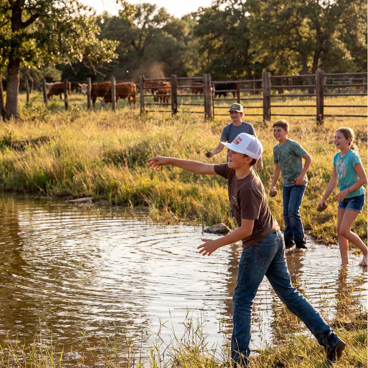 LAZY J CAPS YOUTH WHITE- TEXAS RUST