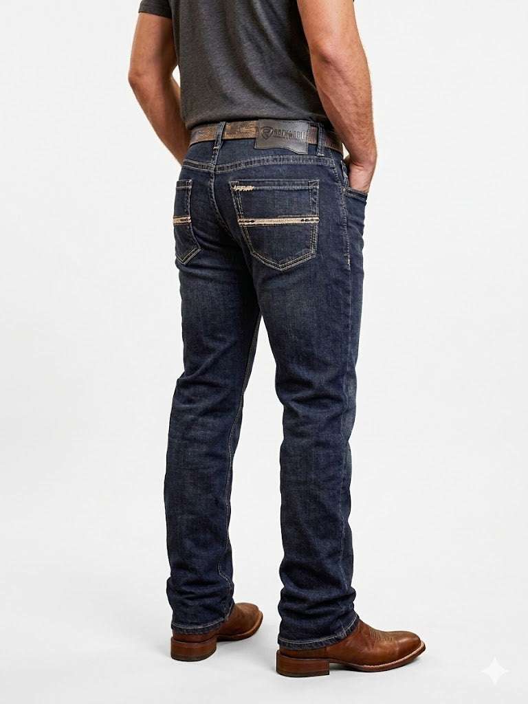 ROCK&ROLL DEMIN DARK VINTAGE REVOLVER STRAIGTH BOOT SLIM FIT- BM1RD08591 Laherradurawwnc.com