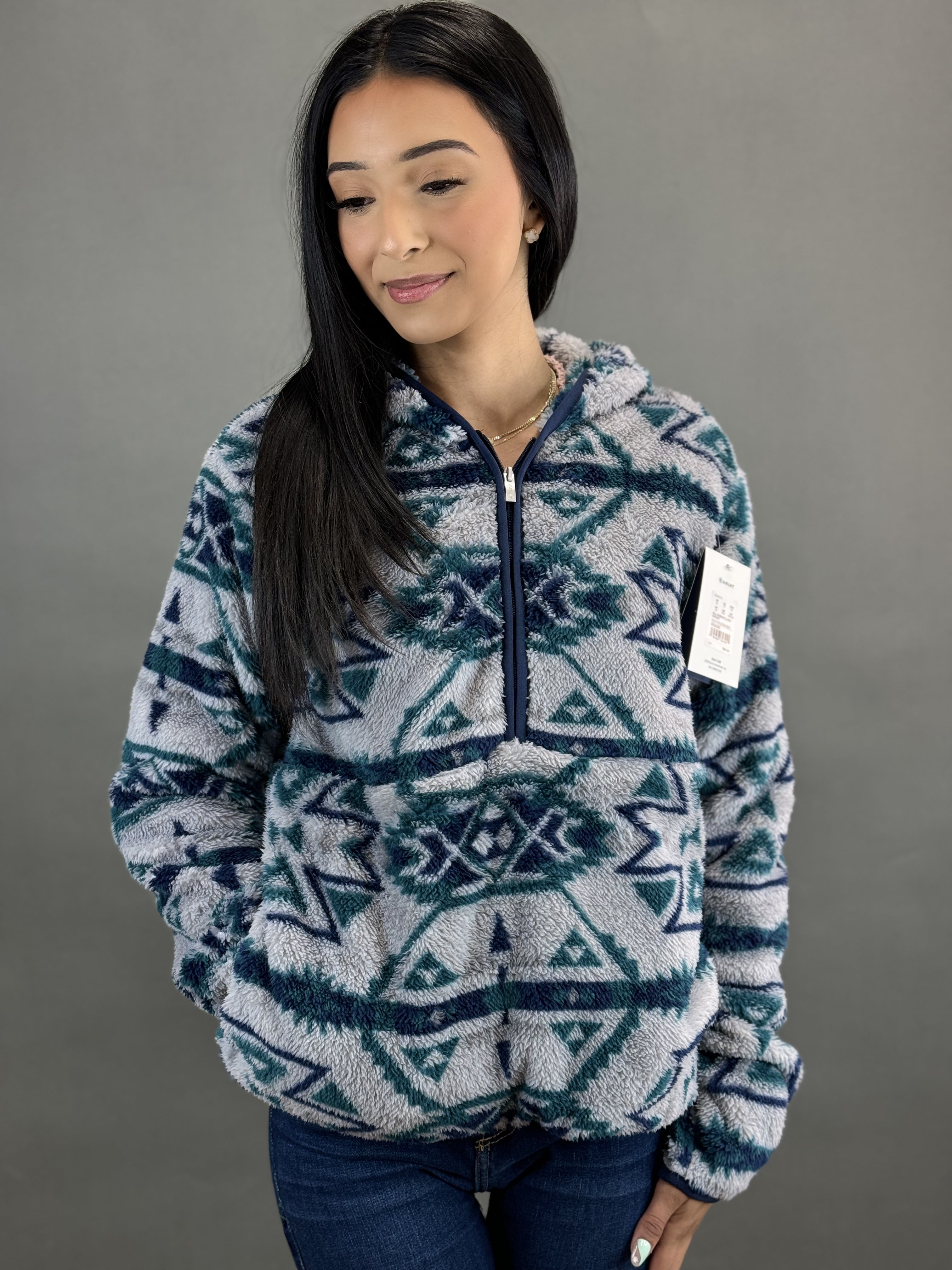 Ariat Berber Fleece Pullover - Women's Sweatshirts in Plainsview Print