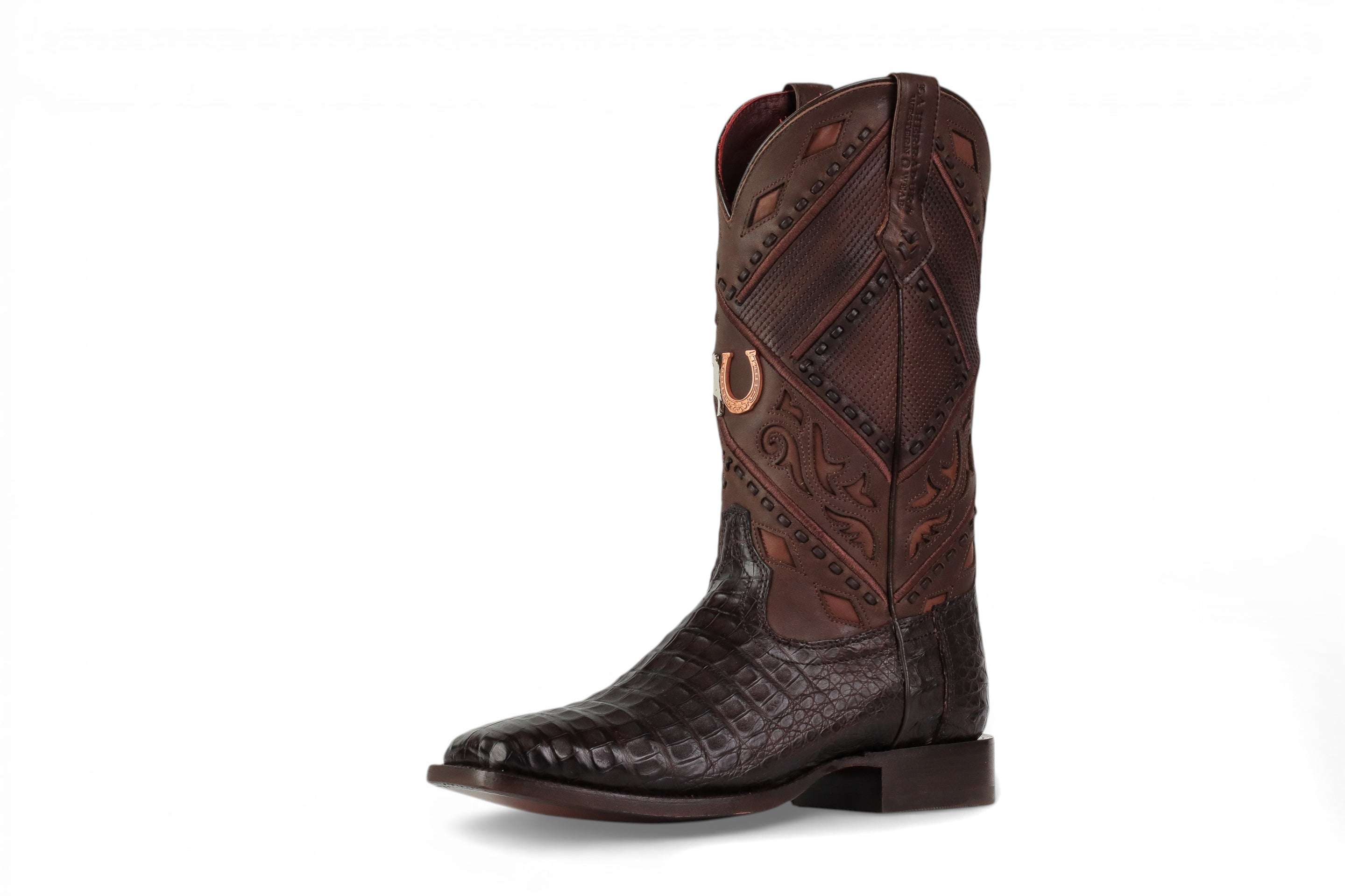 LA HERRADURA MENS PREMIUM BOOT EXOTIC CAIMAN CHOCOLATE SQ TOE Laherradurawwnc.com