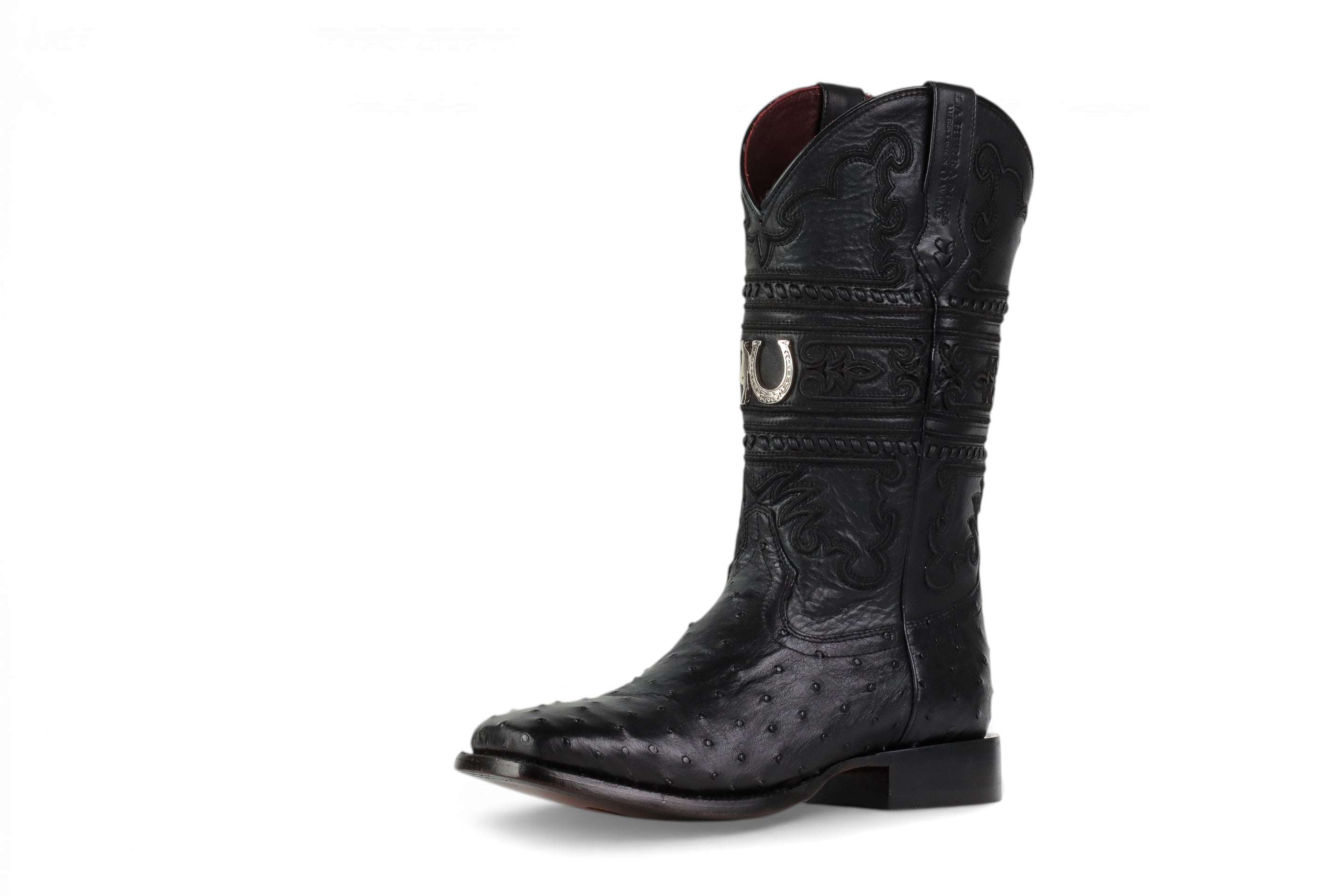 LA HERRADURA MENS PREMIUM OSTRICH BLACK SQ.TOE Laherradurawwnc.com