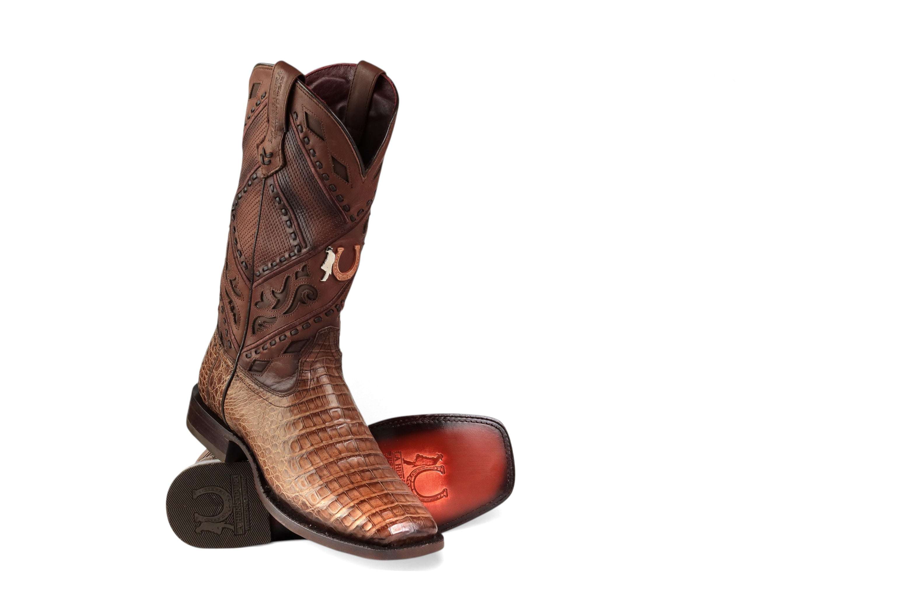 LA HERRADURA MENS PREMIUM BOOT EXOTIC CAIMAN ICE COFFEE SQ TOE Laherradurawwnc.com