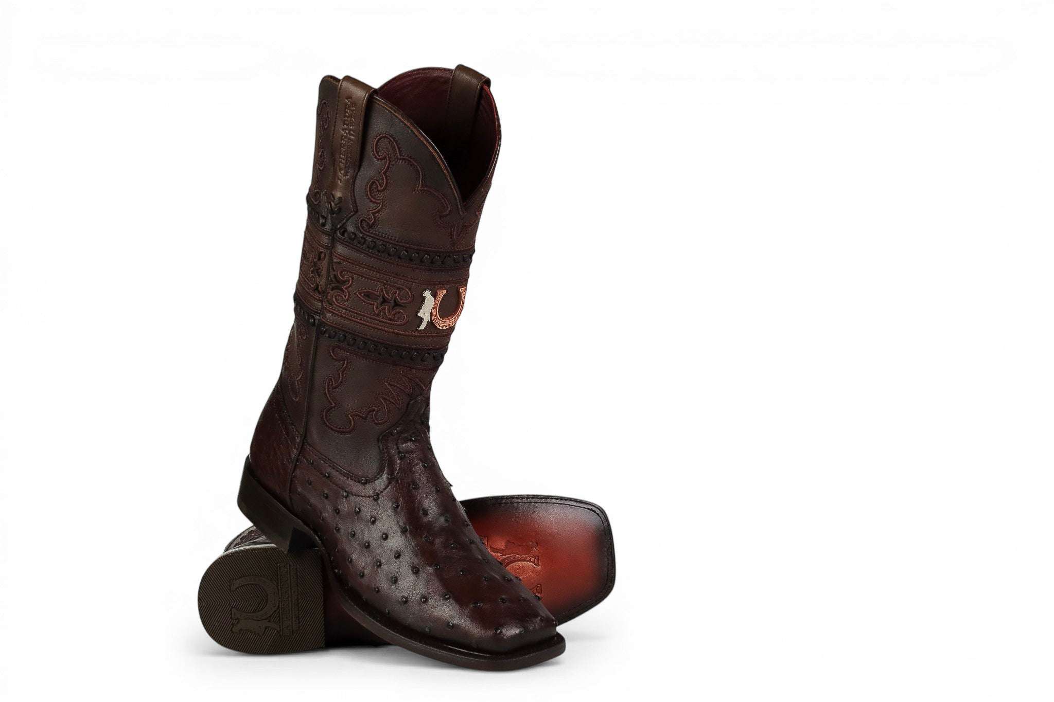 LA HERRADURA MENS PREMIUM EXOTIC OSTRICH MAHOGANY SQ TOE Laherradurawwnc.com