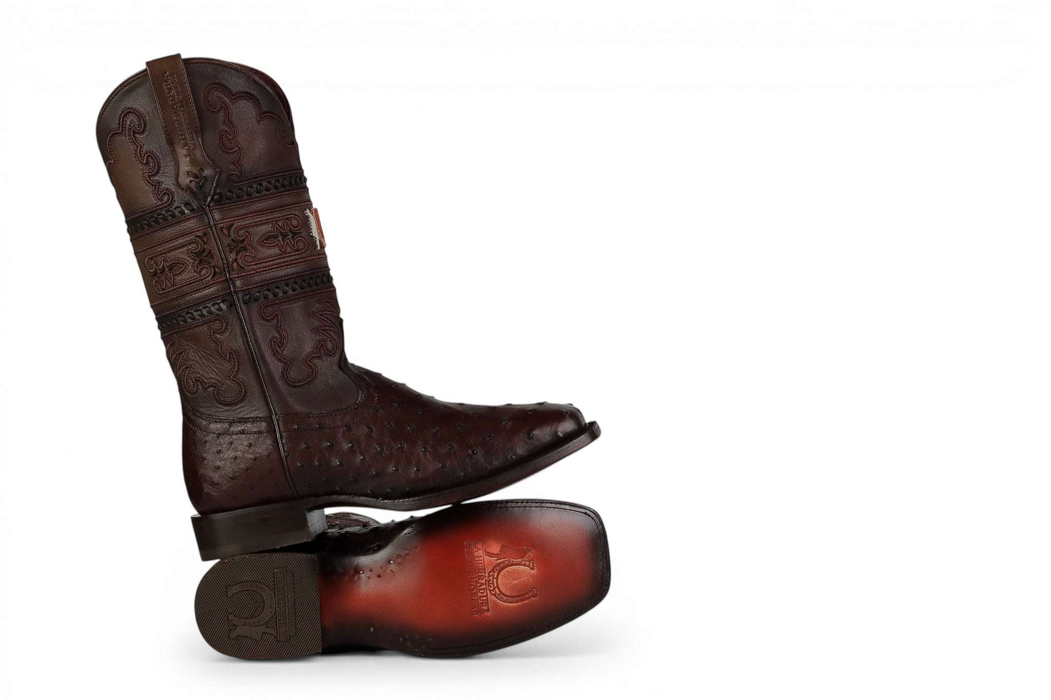 LA HERRADURA MENS PREMIUM EXOTIC OSTRICH MAHOGANY SQ TOE Laherradurawwnc.com