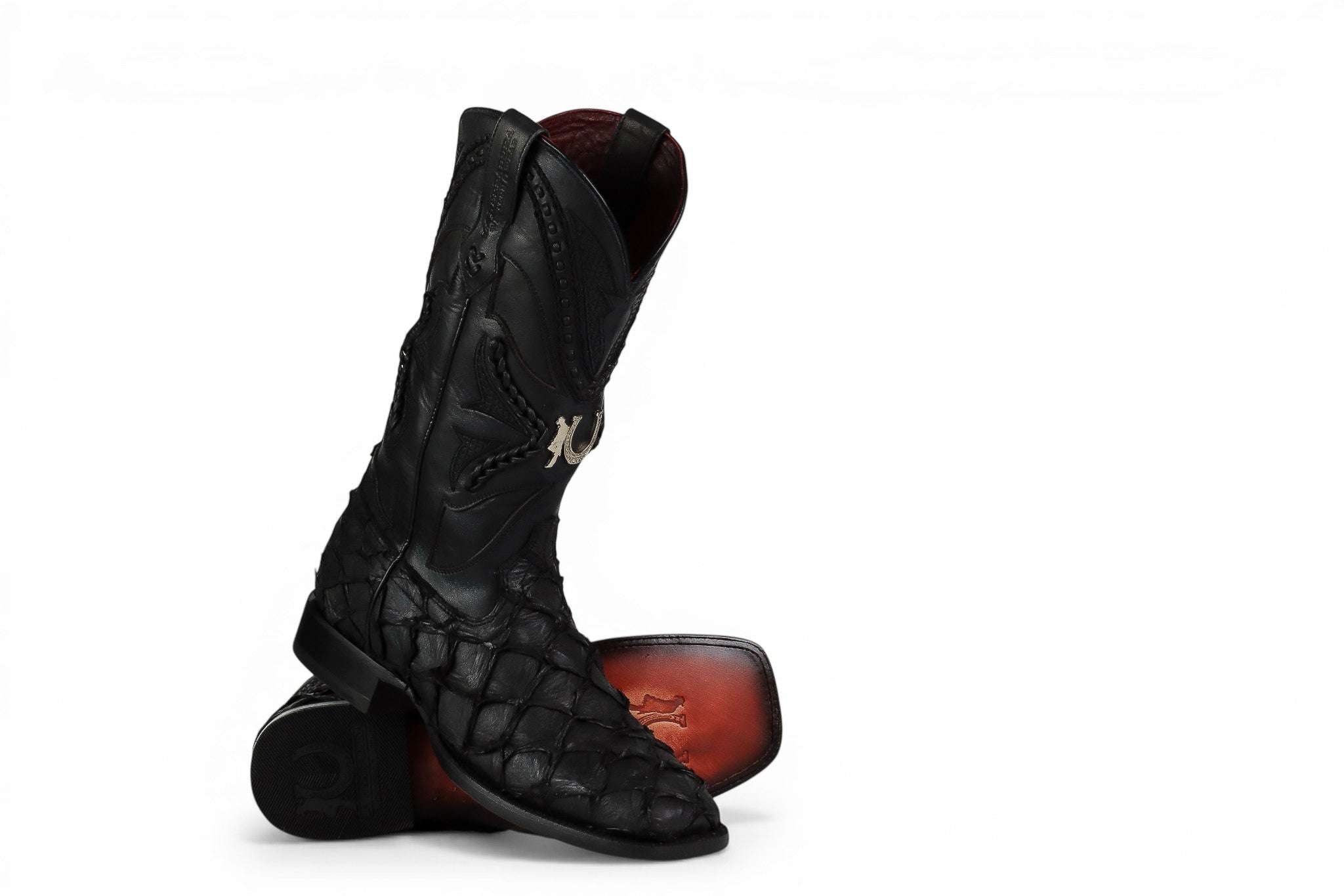 LA HERRADURA MENS PREM. EXOTIC FISH BLACK SQ TOE Laherradurawwnc.com