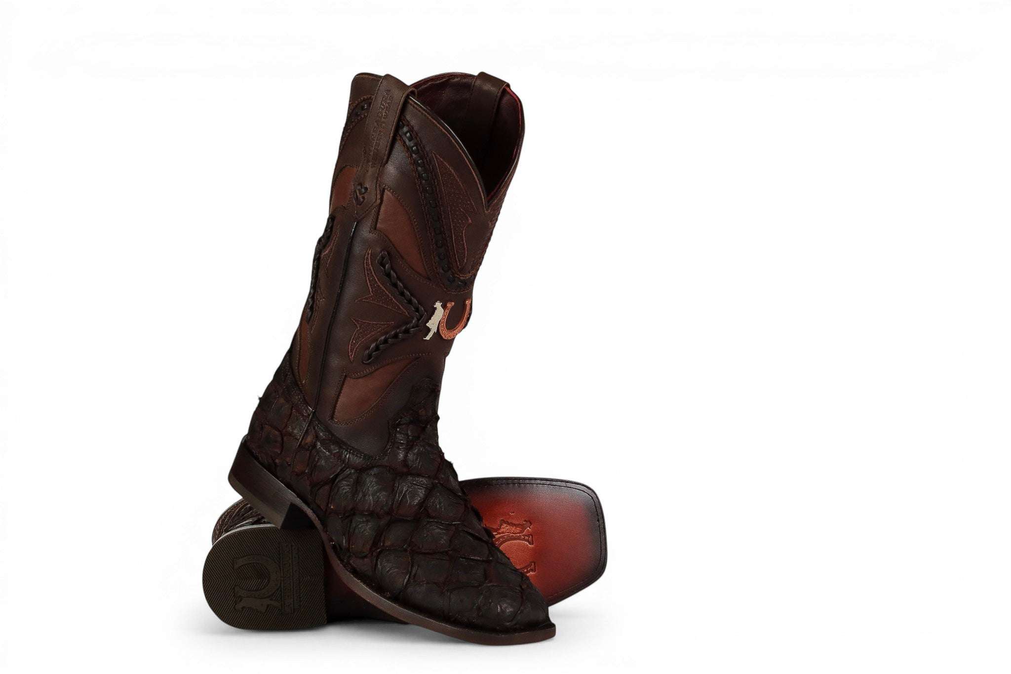 LA HERRADURA MENS PREMIUM BOOT EXOTIC FISH CHOCOLATE SQ TOE Laherradurawwnc.com