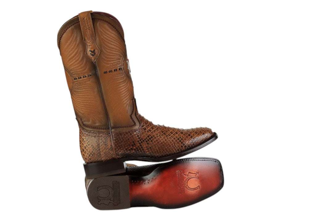 LA HERRADURA MENS PREMIUM BOOT EXOTIC PYTHON COGNAC SQ. TOE Laherradurawwnc.com