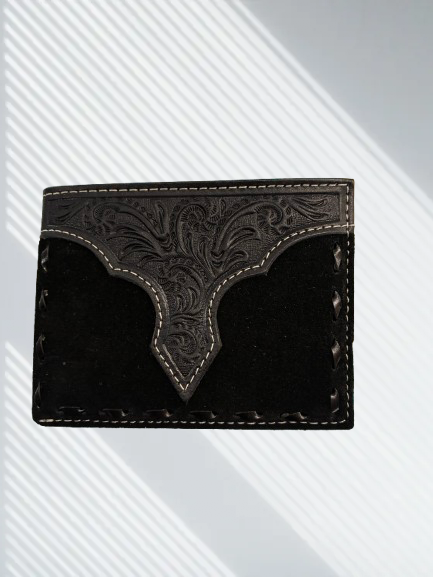 NOCONA BLACK HANDTOOLED REMOVABLE PASSCASE WALLET- N500045001