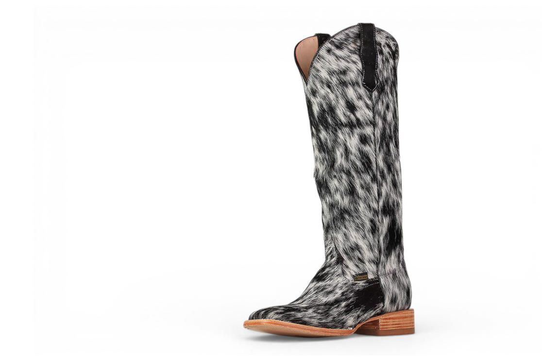 LA HERRADURA BOTAS ALTAS PARA MUJER MARY PELO PINTO NEGRO PUNTA CUADRADA COMPLETA