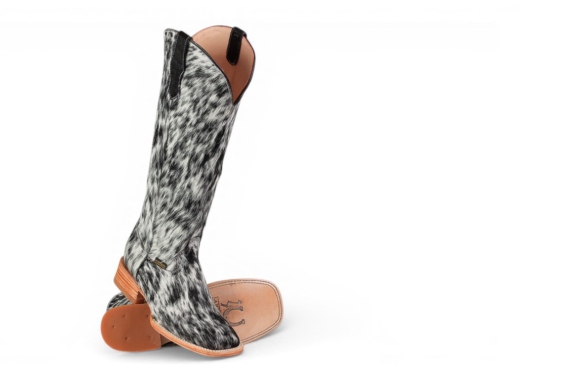 LA HERRADURA BOTAS ALTAS PARA MUJER MARY PELO PINTO NEGRO PUNTA CUADRADA COMPLETA