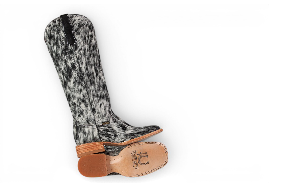 LA HERRADURA BOTAS ALTAS PARA MUJER MARY PELO PINTO NEGRO PUNTA CUADRADA COMPLETA