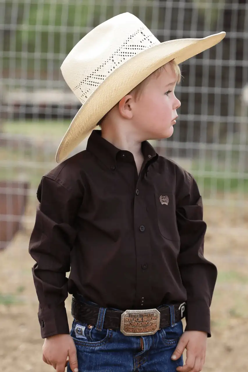 CINCH BABYS LONG SLEEVE BROWN SHIRT -MTW7062408 Laherradurawwnc.com