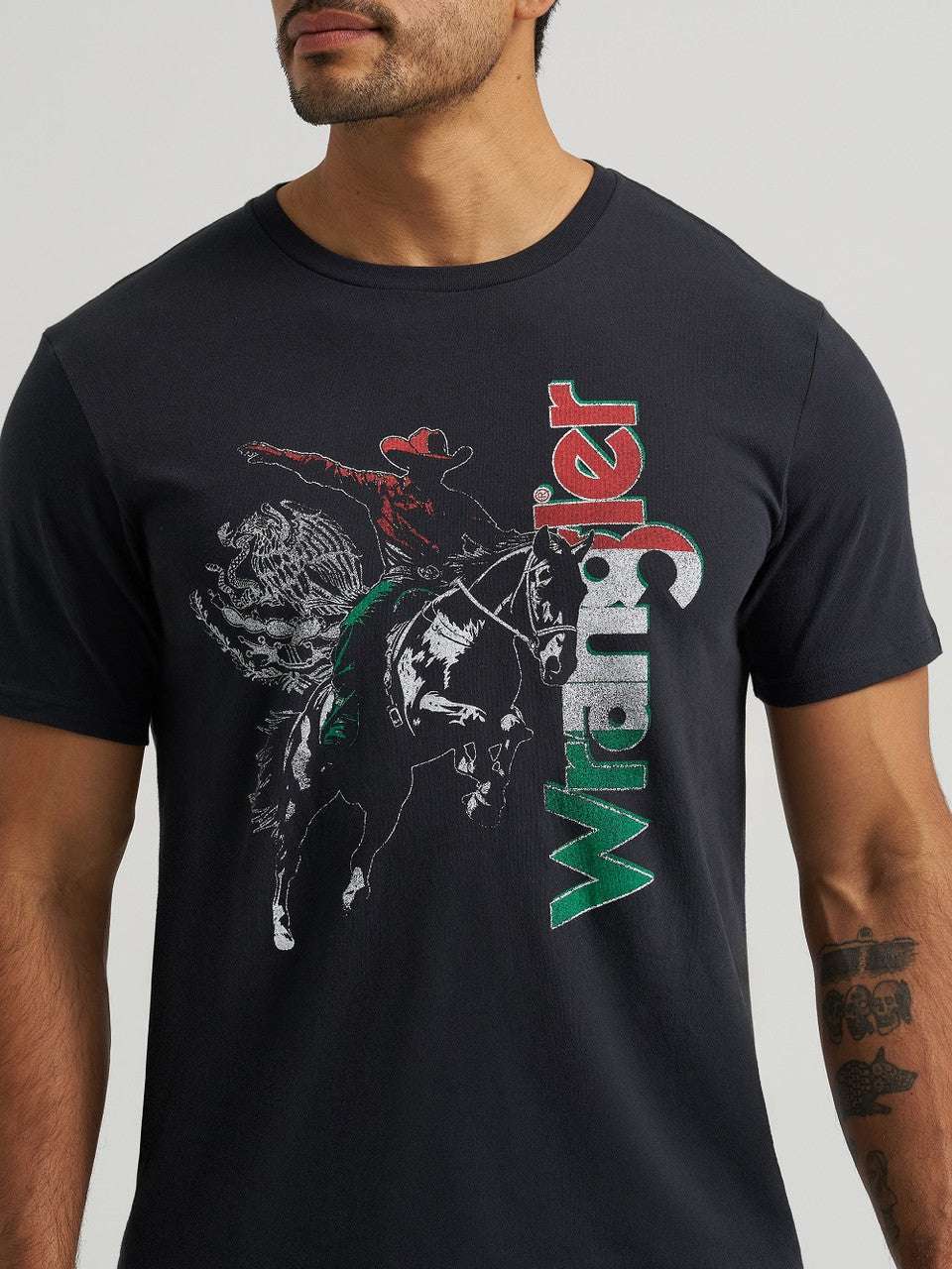WRANGLER MENS TEE BLACK BRONCO RIDER MX COLORS 112372809 Laherradurawwnc.com