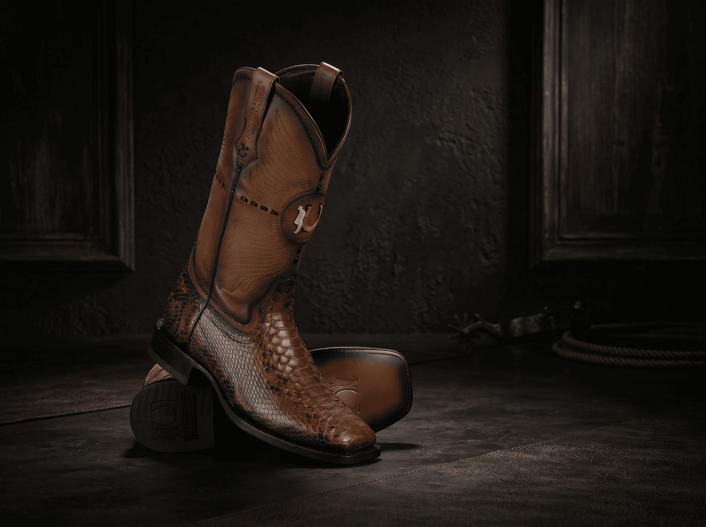 LA HERRADURA MENS PREMIUM BOOT EXOTIC PYTHON COGNAC SQ. TOE Laherradurawwnc.com