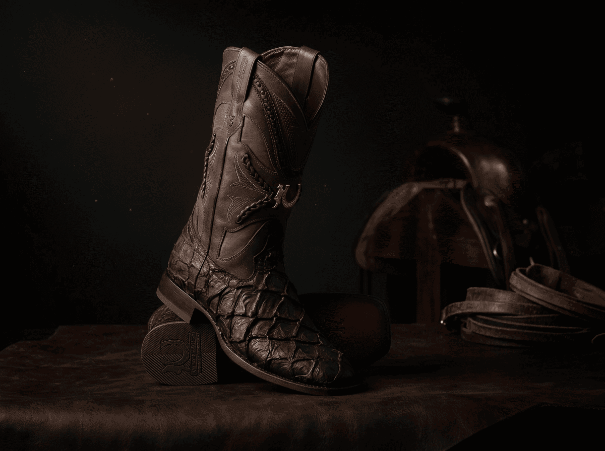 LA HERRADURA MENS PREMIUM BOOT EXOTIC FISH CHOCOLATE SQ TOE Laherradurawwnc.com