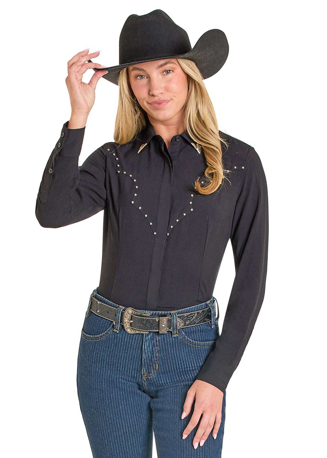 PANHANDLE WOMEN SHIRT BLACK LWN2S07922 Laherradurawwnc.com